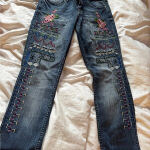 Desigual Multicolor Embroidered Straight Leg Jeans